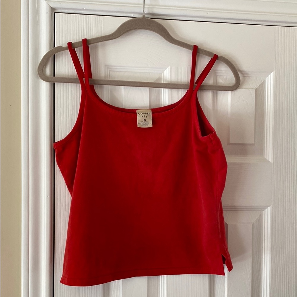 Copper Key Red Fitted Y2K Crop Camisole size XL